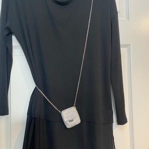 Small rhinestones pouch on chain